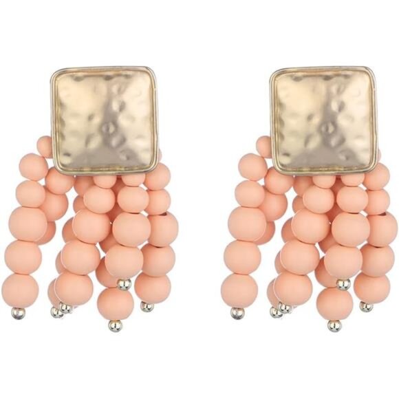 Boho Fashion Sexy Women Black Red Beads Geometry Earrings Statement Drop - Picture 7 of 14